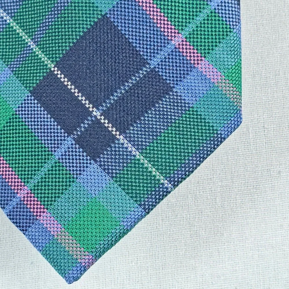Club Room Mens Tie OS Mint Wheaton Plaid Classic Quiet Luxury Necktie NWT